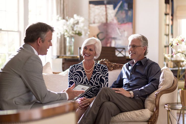 Man discussing investment plans with a couple